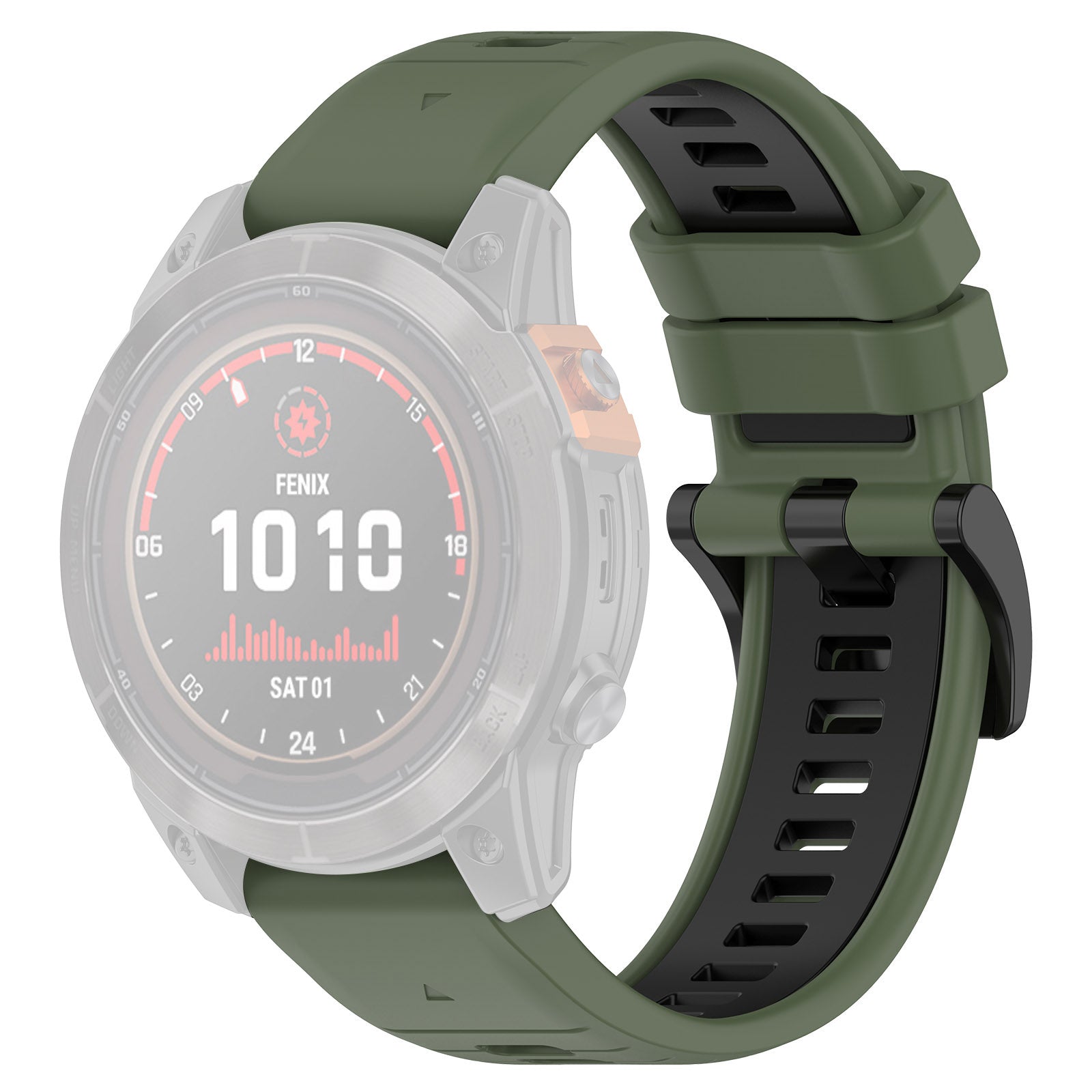For Garmin Fenix 7 / 7 Pro / 6 / 6 Pro QuickFit 22mm Watch Band Dual Color Silicone Strap - Olive Green+Black For Garmin Fenix 7 / 7 Pro / 6 / 6 Pro QuickFit 22mm Watch Band Dual Color Silicone Strap - Olive Green+Black
